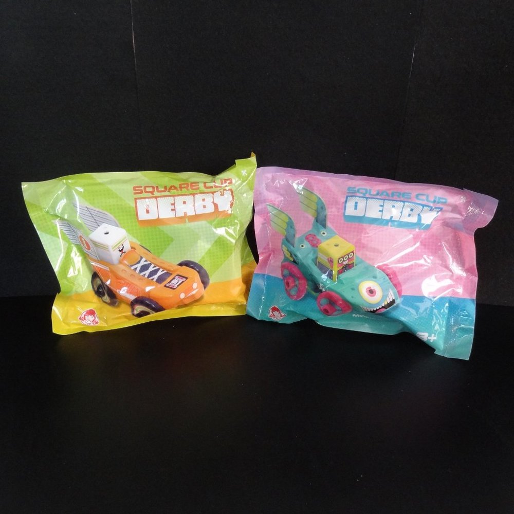 2 ~ SQUARE CUP Derby Cars ~ MONSTER & SHOE SPRINTER ~ Wendy's